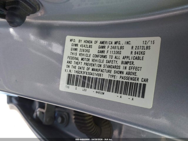 1HGCR3F93GA014961 Honda Accord Touring