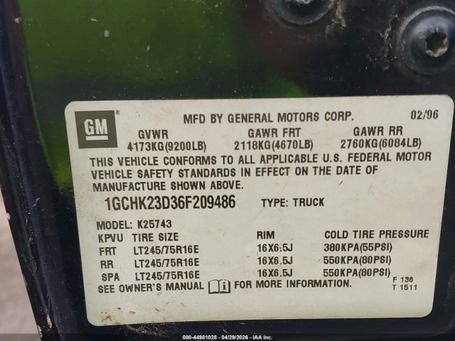 Продажа на аукционе авто 2006 Chevrolet Silverado 2500hd Lt3, vin: 1GCHK23D36F209486, номер лота: 44981028