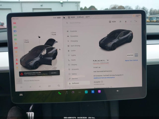 44981076 :رقم المزاد ، 7SAYGDEF4PF647213 vin ، 2023 Tesla Model Y Performance Dual Motor All-wheel Drive مزاد بيع