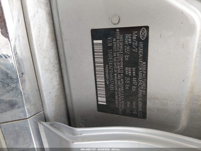 44981107 :رقم المزاد ، 5NPE34AF9HH577485 vin ، 2017 Hyundai Sonata Limited مزاد بيع