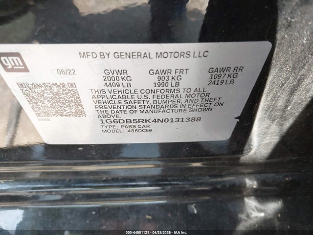 Продаж на аукціоні авто 2022 Cadillac Ct4 Premium Luxury, vin: 1G6DB5RK4N0131388, номер лоту: 44981121
