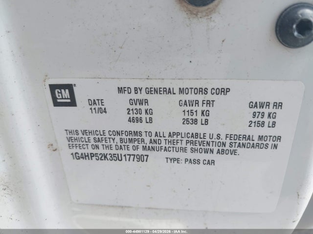 Продажа на аукционе авто 2005 Buick Lesabre Custom, vin: 1G4HP52K35U177907, номер лота: 44981129