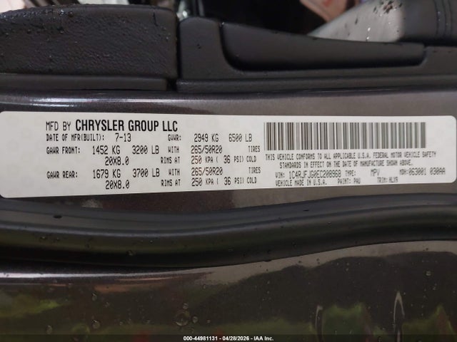 Aukcja sprzedaży 2014 Jeep Grand Cherokee Summit, vin: 1C4RJFJG0EC208968, numer aukcji: 44981131