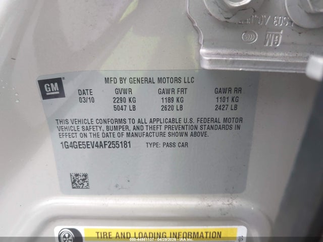 Aukcja sprzedaży 2010 Buick Lacrosse Cxs, vin: 1G4GE5EV4AF255181, numer aukcji: 44981137