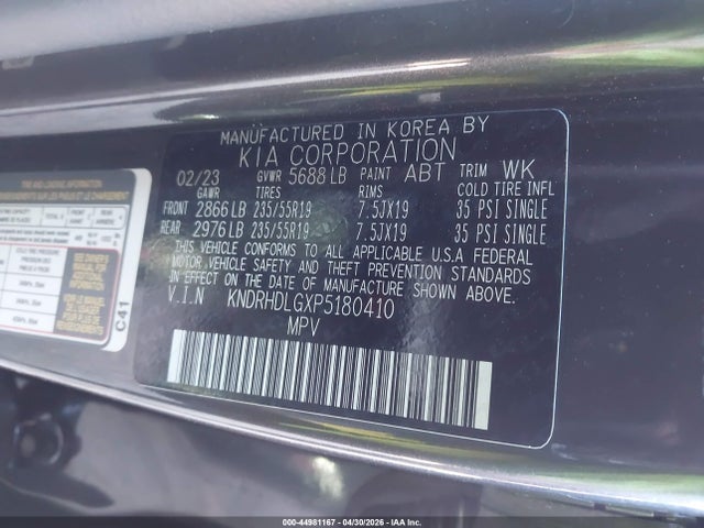 KNDRHDLGXP5180410 KIA Sorento Hybrid Ex