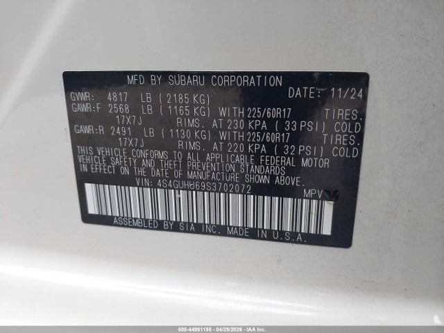 Aukcja sprzedaży 2025 Subaru Crosstrek Wilderness, vin: 4S4GUHU69S3702072, numer aukcji: 44981195