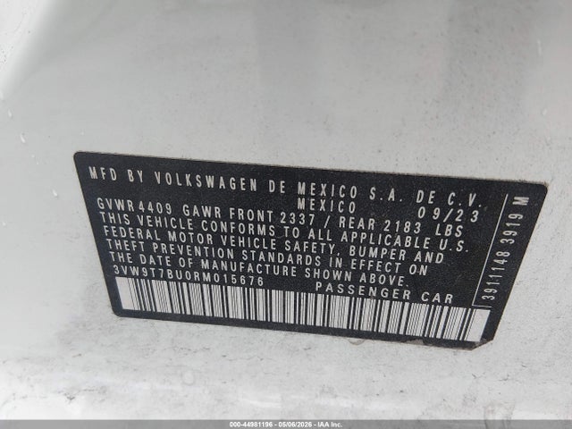 Auction sale of the 2024 Volkswagen Jetta Gli 40th Anniversary Edition, vin: 3VW9T7BU0RM015676, lot number: 44981196