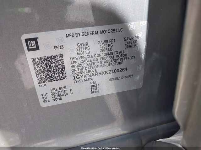 1GYKNARSXKZ100264 Cadillac Xt5 Standard
