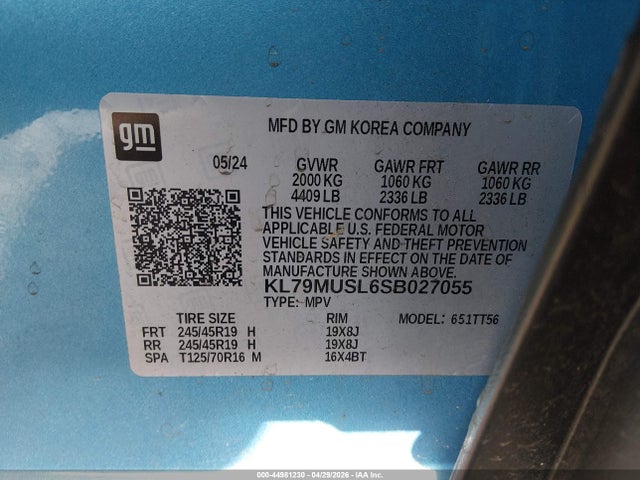 KL79MUSL6SB027055 Chevrolet Trailblazer Awd Rs