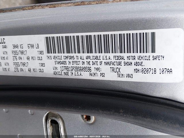 Aukcja sprzedaży 2011 Ram Ram 1500 Slt, vin: 1D7RB1GP2BS609596, numer aukcji: 44981294