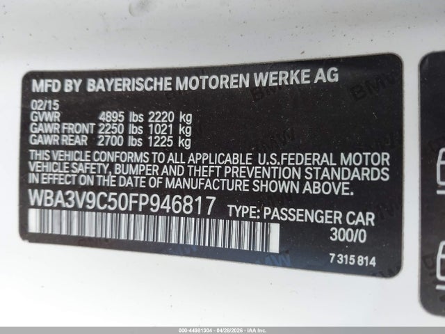 WBA3V9C50FP946817 BMW 428i Xdrive