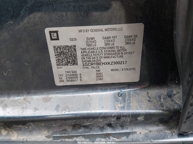 Aukcja sprzedaży 2019 Chevrolet Silverado 1500 Custom, vin: 1GCRYBEHXKZ300217, numer aukcji: 44981322