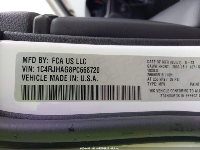 2023 Jeep Grand Cherokee Laredo X 4x4 მანქანა იყიდება აუქციონზე, vin: 1C4RJHAG8PC668720, აუქციონის ნომერი: 44981349