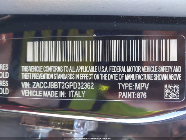 Aukcja sprzedaży 2016 Jeep Renegade Justice, vin: ZACCJBBT2GPD32362, numer aukcji: 44981353