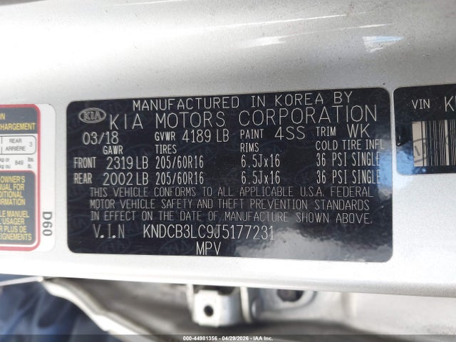 KNDCB3LC9J5177231 KIA NIRO LX
