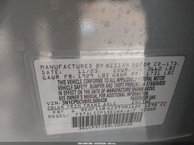 3N1CP5CV8RL500438 Nissan Kicks Sv Xtronic Cvt