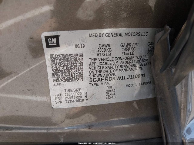 Aukcja sprzedaży 2020 Buick Enclave Fwd Avenir, vin: 5GAERDKW1LJ110091, numer aukcji: 44981411