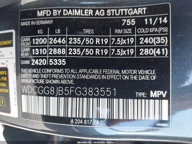Продажа на аукционе авто 2015 Mercedes-benz Glk 350 4matic, vin: WDCGG8JB5FG383551, номер лота: 44981443