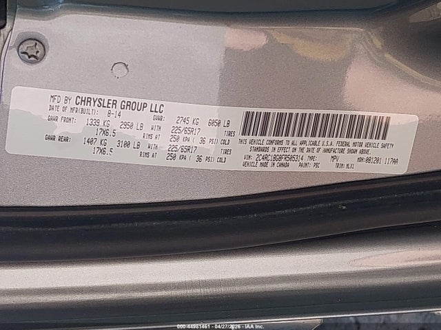 Продажа на аукционе авто 2015 Chrysler Town & Country Touring, vin: 2C4RC1BG8FR505314, номер лота: 44981461