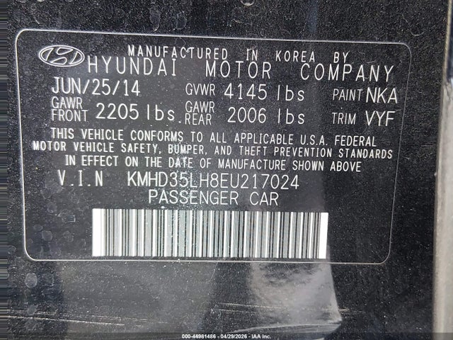 Продаж на аукціоні авто 2014 Hyundai Elantra Gt, vin: KMHD35LH8EU217024, номер лоту: 44981486