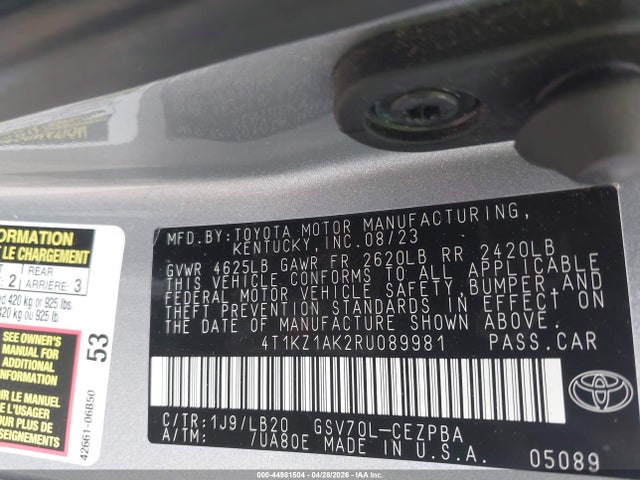4T1KZ1AK2RU089981 Toyota Camry Xse V6