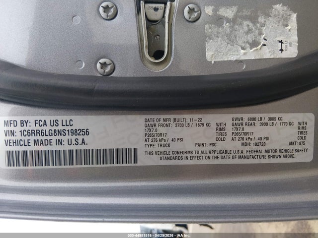 1C6RR6LG8NS198256 RAM 1500 Classic Slt 4x2 5&#039;7 Box