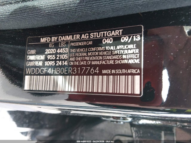 Aukcja sprzedaży 2014 Mercedes-benz C 250 Sport, vin: WDDGF4HB0ER317764, numer aukcji: 44981522
