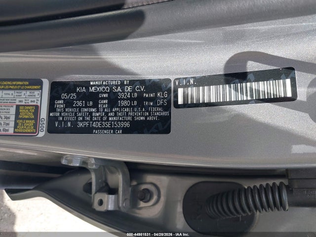 Продажа на аукционе авто 2025 Kia K4 Lxs, vin: 3KPFT4DE3SE153996, номер лота: 44981531