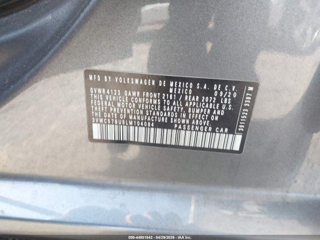 3VWC57BU5LM104084 Volkswagen Jetta 1.4t R-line/1.4t S/1.4t Se