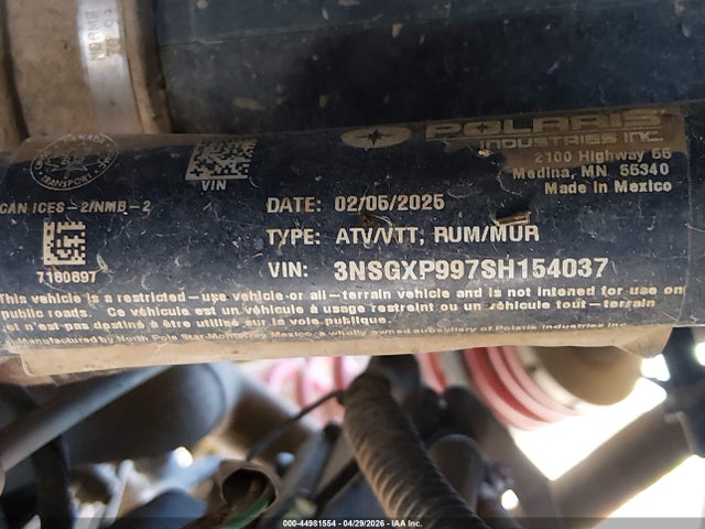 Продажа на аукционе авто 2025 Polaris General Xp 1000 Premium, vin: 3NSGXP997SH154037, номер лота: 44981554