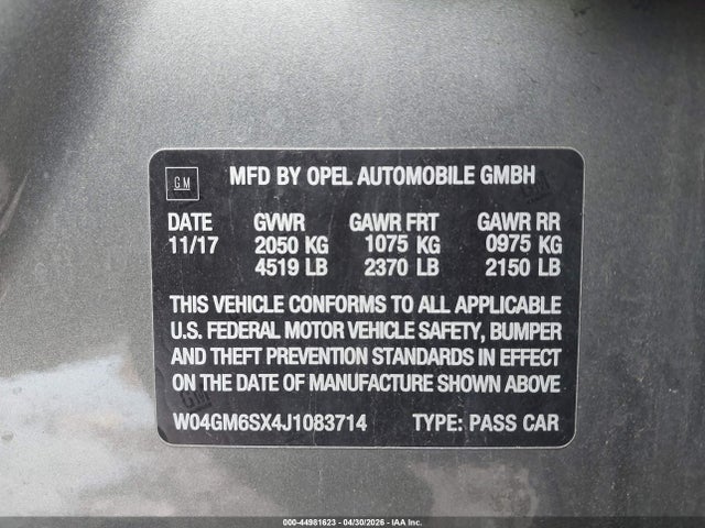 2018 Buick Regal Sportback Preferred Ii მანქანა იყიდება აუქციონზე, vin: W04GM6SX4J1083714, აუქციონის ნომერი: 44981623