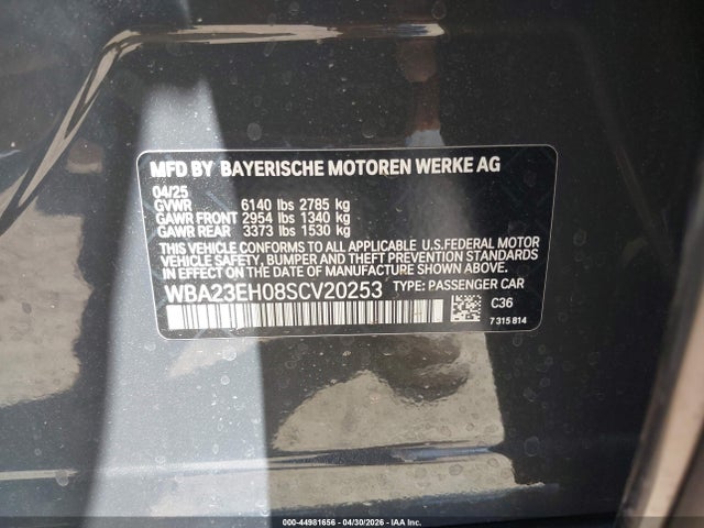 BMW 740I 2025 WBA23EH08SCV20253 Image 9