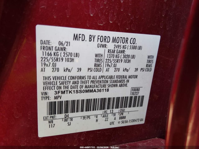 3FMTK1SS0MMA36118 Ford Mustang Mach-e Select
