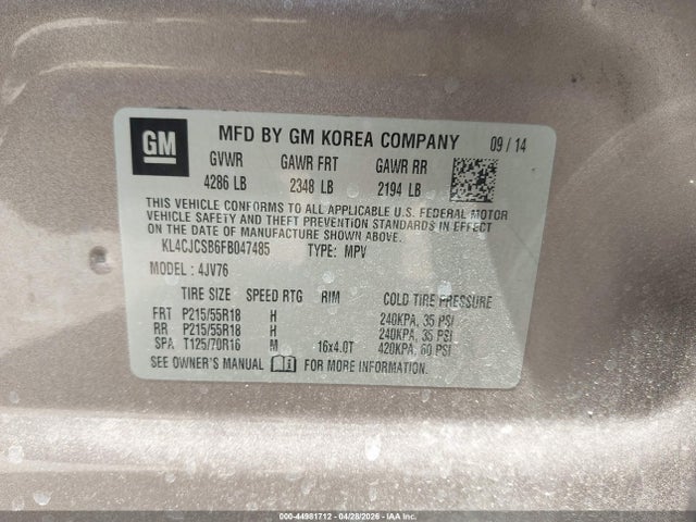 Продажа на аукционе авто 2015 Buick Encore Leather, vin: KL4CJCSB6FB047485, номер лота: 44981712