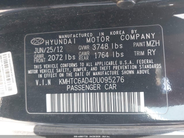 Продаж на аукціоні авто 2013 Hyundai Veloster Base W/black, vin: KMHTC6AD4DU095276, номер лоту: 44981728