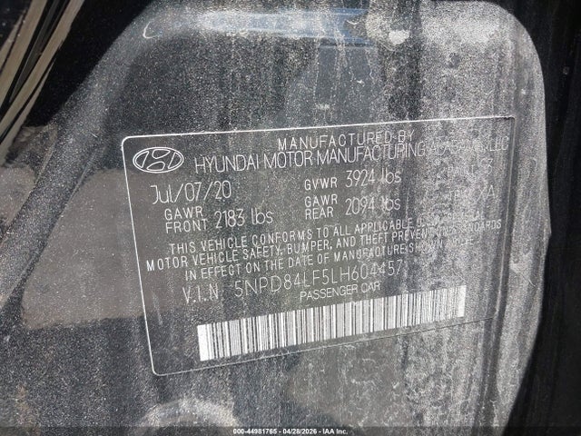Продаж на аукціоні авто 2020 Hyundai Elantra Value Edition, vin: 5NPD84LF5LH604457, номер лоту: 44981765
