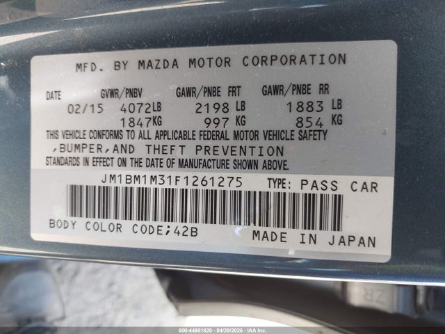 JM1BM1M31F1261275 Mazda Mazda3 S Grand Touring