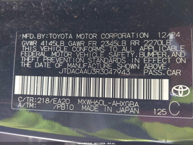 JTDACAAU3R3047943 Toyota PRIUS XLE