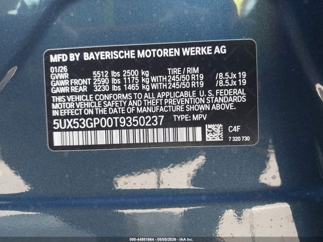 BMW X3 30 Xdrive 2026 5UX53GP00T9350237 Image 9