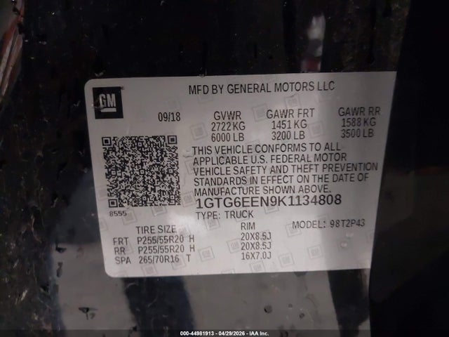 Aukcja sprzedaży 2019 Gmc Canyon Denali, vin: 1GTG6EEN9K1134808, numer aukcji: 44981913