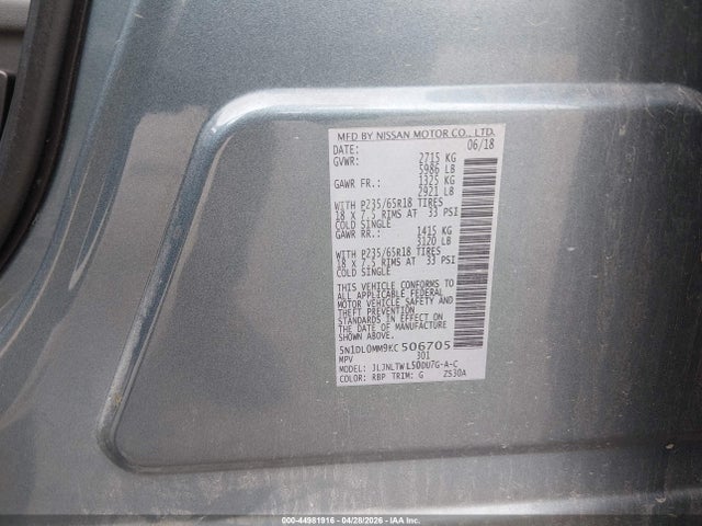Продаж на аукціоні авто 2019 Infiniti Qx60 Luxe, vin: 5N1DL0MM9KC506705, номер лоту: 44981916