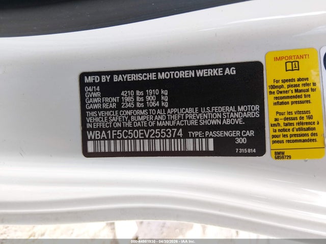Aukcja sprzedaży 2014 Bmw 228i, vin: WBA1F5C50EV255374, numer aukcji: 44981930
