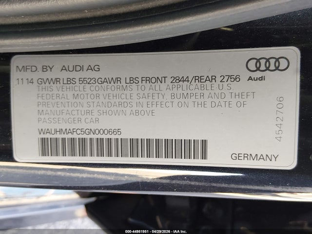 Продаж на аукціоні авто 2016 Audi A6 3.0 Tdi Premium Plus, vin: WAUHMAFC5GN000665, номер лоту: 44981951