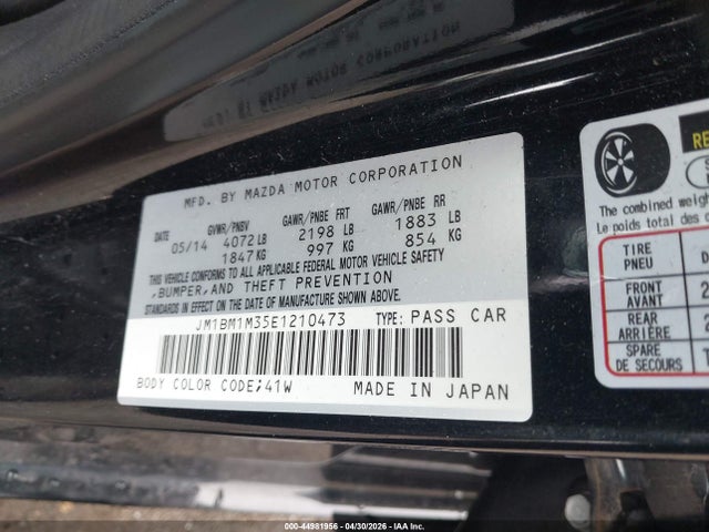 Продаж на аукціоні авто 2014 Mazda Mazda3 S Grand Touring, vin: JM1BM1M35E1210473, номер лоту: 44981956
