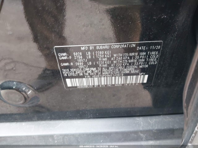Aukcja sprzedaży 2021 Subaru Outback Touring Xt, vin: 4S4BTGPD5M3143978, numer aukcji: 44982010