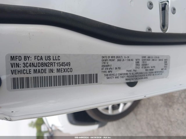 Продажа на аукционе авто 2024 Jeep Compass Latitude 4x4, vin: 3C4NJDBN2RT154549, номер лота: 44982024
