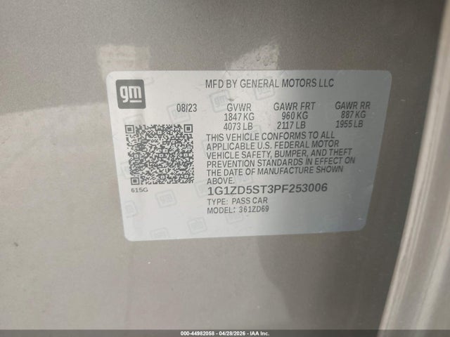 1G1ZD5ST3PF253006 Chevrolet Malibu Fwd 1lt