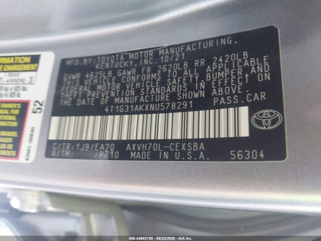 4T1G31AKXNU578291 Toyota Camry Se Hybrid