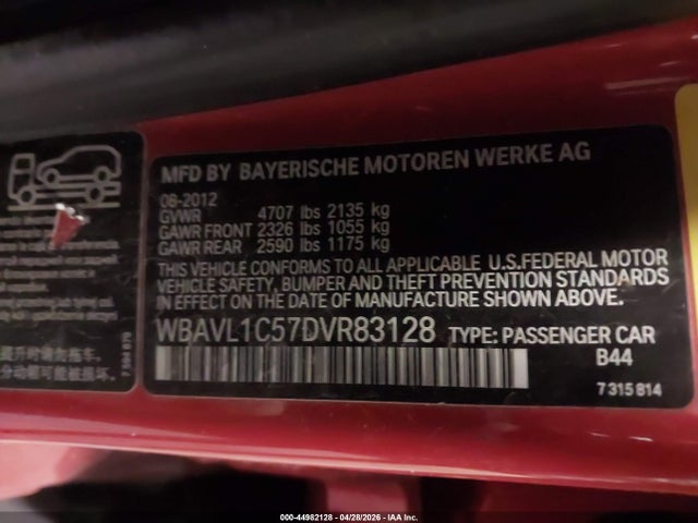 44982128 :رقم المزاد ، WBAVL1C57DVR83128 vin ، 2013 Bmw X1 Xdrive28i مزاد بيع