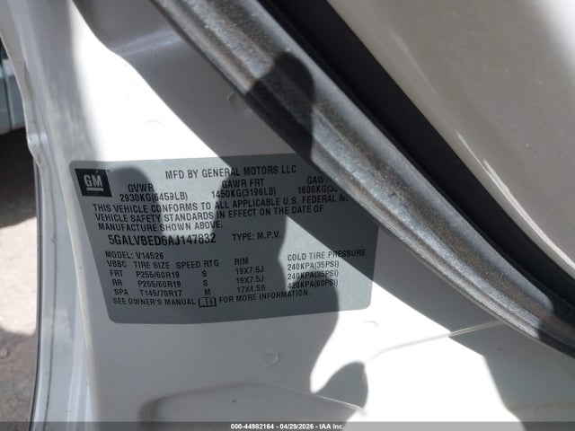 44982164 :رقم المزاد ، 5GALVBED6AJ147832 vin ، 2010 Buick Enclave 1xl مزاد بيع